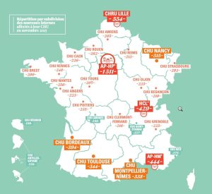 La carte de France des affectation des internes