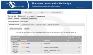 Le carnet de vaccination sur le web