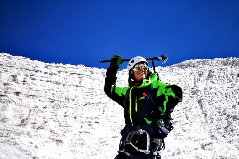 Fiona Malagutti sur les pentes du Huayna Potosi, en Bolivie, en 2019.