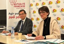 Yves Perrin, Yves Perrin, président de la Mutualité française Auvergne-Rhône-Alpes et Claire Peigné, présidente de l’Association des maires du Rhône, le 1er février 2024 à Lyon.
