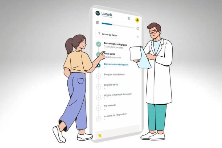 Une patiente consulte les recommandations de son médecin généraliste via l'application Lianely d'aide au dépistage personnalisé.