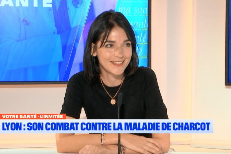 Lorène Vivier, ambassadrice de l'ARSLA et atteinte de la Malade de Charcot, sur le plateau de l'émission Votre Santé.