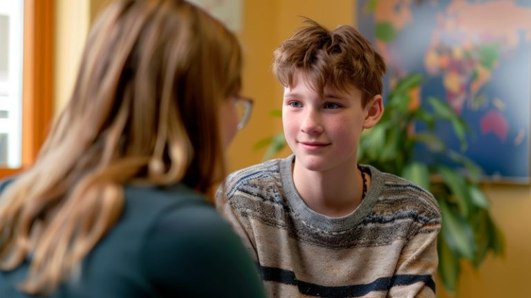 Un adolescent souffrant d'un trouble psychique qui est en train de se faire aider.