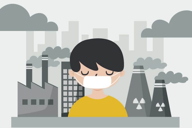 Un dessin sur le concept de pollution de l'air et ses effets sur la santé.