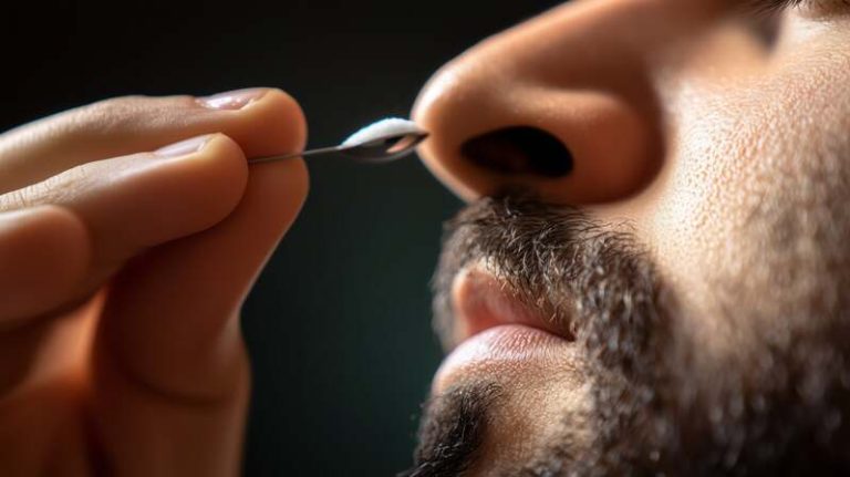Un homme qui est en train de consommer de la kétamine.