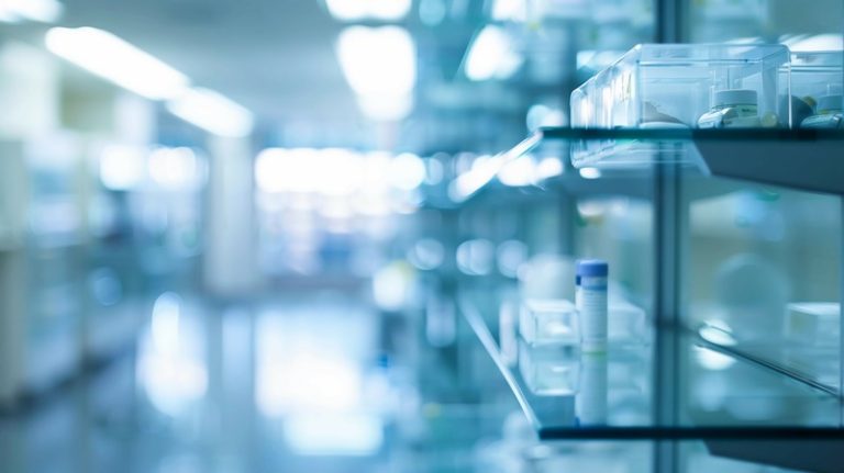 Un rayon de pharmacie vidé de ses médicaments dérivés du sang.