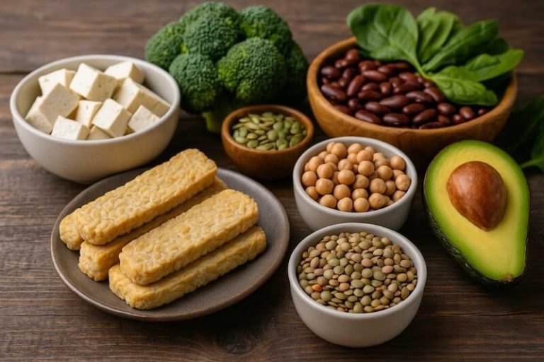 Des aliments riches en protéines végétales.