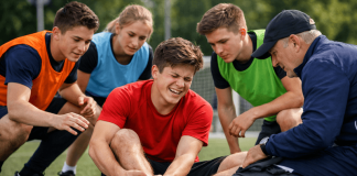 Pourquoi les maladies liées au sport explosent-elles chez les enfants ? Une jeune garçon victime d'une blessure sur un terrain de sport.