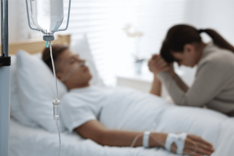 Patient hospitalisé atteint d'un mutisme akinétique.