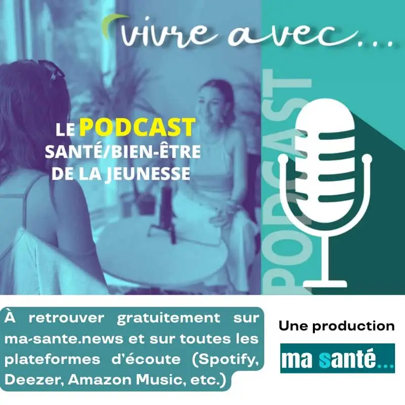 visuel publicitaire représentant un micro et des personnes qui échanges